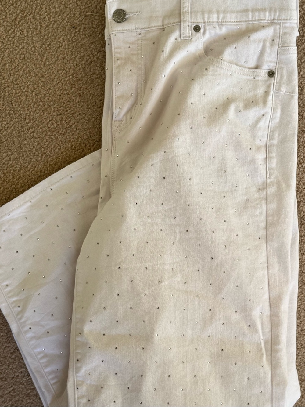 Torrid White Bombshell Wide Leg Jeans with Subtle Silver Studs